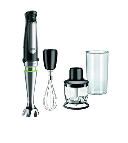 Produktbild: Braun MultiQuick 7 MQ 7025X – 3-in-1 Stabmixer mit 350 ml Zerkleinerer & Schneebesen, stufenlose Geschwindigkeitseinstellung, 1000 W, Schwarz