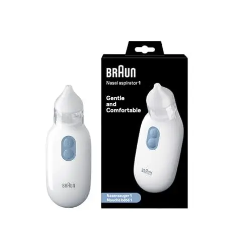 Produktbild: Braun Nasensauger 1 | Schleimlöser | Linderung für verstopfte Nasen | Elektrische Saugkraft | 2 Saugstufen | Spitze in 2 Größen | Geeignet für Neugeborene, Baby und Kinder | Spülmaschinenfest | BNA100