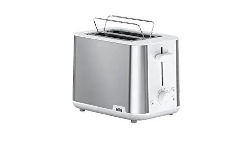 Produktbild: Braun PurShine Toaster HT1510 WH – Doppelschlitz-Toaster, 8 Röstgrade, Aufwärm- & Auftaufunktion, Ausziehbare Krümelschale, 900 Watt, Weiß