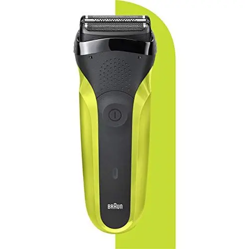 Produktbild: Braun Series 3 300S Elektrorasierer mit 3 flexiblen Klingen, wiederaufladbar und kabellos, Elektrorasierer mit waschbarer Folie, Schwarz/Elektro-Grün (1er Pack)
