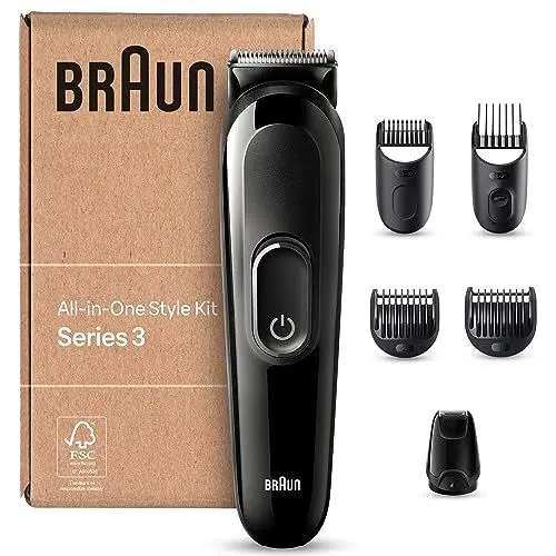 Produktbild: Braun Series 3 All-In-One Bartpflege Bodygroomer Set, Trimmer/Haarschneider Herren, Haarschneidemaschine, 6-in-1 Barttrimmer (versandfertige Kartonverpackung), 50 Min Laufzeit, MGK3420