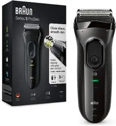 Produktbild: Braun Series 3 ProSkin Rasierer Herren, Elektrorasierer & Trimmer, wiederaufladbarer und kabelloser elektrischer Rasierer, 45 Min Laufzeit, Vatertagsgeschenk, 3020s, schwarz