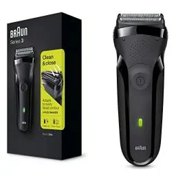 Produktbild: Braun Series 3 Rasierer Herren, Elektrorasierer mit 3 flexiblen Klingen, wiederaufladbarer und kabelloser elektrischer Rasierer, 30 Min Laufzeit, Geschenk Mann, 300s, schwarz