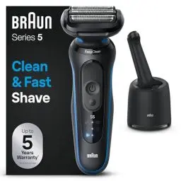Produktbild: Braun Series 5 Elektrorasierer Herren, Nass- und Trockenrasur, Turbo und Standard Modus, Made in Germany, Rasierapparat mit SmartCare Reinigungsstation, Made in Germany, Wasserdicht, 52-B7000cc, Blau