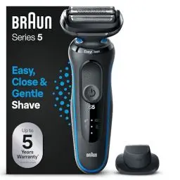 Produktbild: Braun Series 5 Elektrorasierer mit EasyClick Aufsatz & Präzisionstrimmer, Rasierer Herren Elektrisch, EasyClean, Wet & Dry, Geschenk Mann, Made in Germany, 51-B1200s, blau