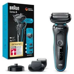 Produktbild: Braun Series 5 Elektrorasierer mit EasyClick Barttrimmer Aufsatz, Rasierer Herren Elektrisch Ladestation, EasyClean, Wet & Dry, rasierapparat, trockenrasierer, Made in Germany, 51-M4500cs, mintgrün
