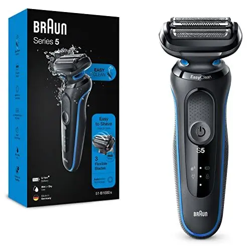 Produktbild: Braun Series 5 Elektrorasierer, EasyClean Rasierer Herren, Wet & Dry, Geschenk Mann, Made in Germany, 51-B1000s, blau