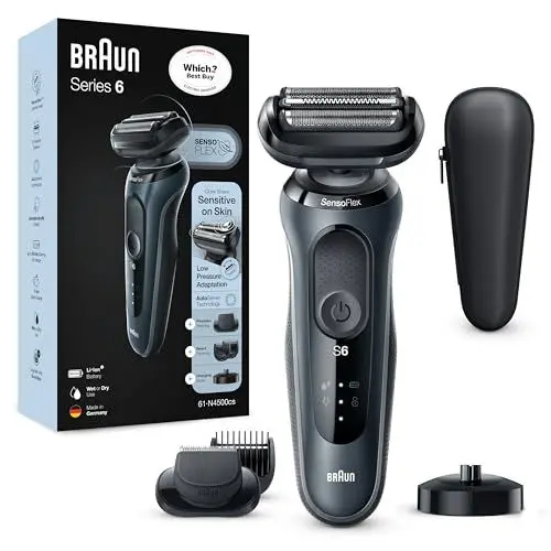 Produktbild: Braun Series 6 60-N4500cs Elektrorasierer Ladestation Barttrimmer grau