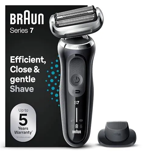 Produktbild: Braun Series 7 Elektrorasierer 360° Flex mit Präzisionstrimmer, Trimmer & Rasierer Herren Elektrisch, Wet & Dry, rasierapparat, trockenrasierer, Made in Germany, 71-N1200s, Schwarz