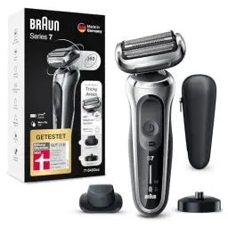 Produktbild: Braun Series 7 Elektrorasierer 360° Flex mit EasyClick Präzisionstrimmer, Rasierer Herren mit Aufsatz, Wet und Dry, Made in Germany, 71-S4200cs, silber