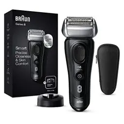 Produktbild: Braun Series 8 Rasierer Herren mit 3+1 Scherkopf, Elektrorasierer & Trimmer für Präzision, Sonic-Technologie & 40°-Kopf mit Konturenanpassung, Wet & Dry, 8410s, schwarz