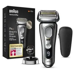 Produktbild: Braun Series 9 Pro Premium Rasierer Herren, Testsieger Stiftung Warentest, Scherkopf, Elektrorasierer & Trimmer, Ladestation, Laufzeit, für 1-, 3- und 7-Tage-Bart, 9417s, silber