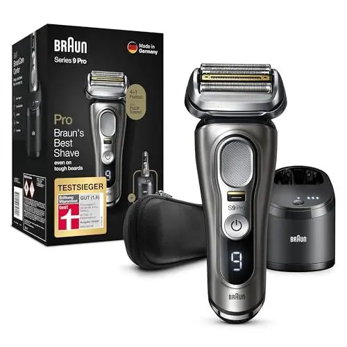 Produktbild: Braun Series 9 Pro Premium Elektrorasierer mit 4+1 Scherkopf, Rasierer Herren Elektrisch, ProLift Trimmer, 5-in-1 Reinigungsstation, Made in Germany, Wet&Dry, 9485cc, grau