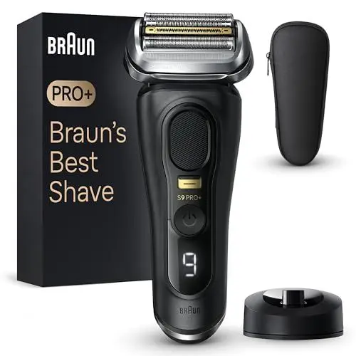Produktbild: Braun Series 9 Pro+ Rasierer Herren Elektrisch, Elektrorasierer mit 5 Pro Rasierelementen, Langhaarschneider ProTrimmer, Ladestation, 60 Min Laufzeit, Wet & Dry, Made in Germany, 9510s, schwarz