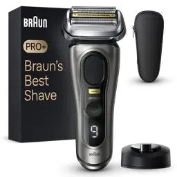 Produktbild: Braun Series 9 Pro+ Rasierer Herren, Elektrorasierer mit 5 Pro Rasierelementen, Langhaarschneider ProTrimmer, Ladestation, 60 Min Laufzeit, Wet & Dry, Geschenk Mann, Made in Germany, 9515s, Edelmetall