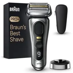 Produktbild: Braun Series 9 Pro+ Rasierer Herren Elektrisch, Elektrorasierer mit 5 Pro Rasierelementen, Langhaarschneider ProTrimmer, Ladestation, 60 Min Laufzeit, Wet & Dry, Made in Germany, 9517s, Silber