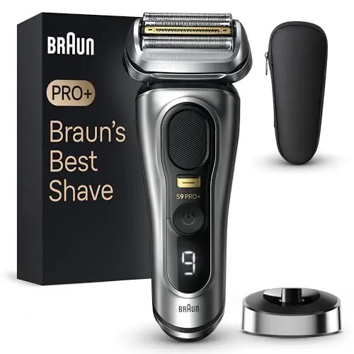 Produktbild: Braun Series 9 Pro+ Rasierer Herren Elektrisch, Elektrorasierer mit 5 Pro Rasierelementen, Langhaarschneider ProTrimmer, Ladestation, 60 Min Laufzeit, Wet & Dry, Made in Germany, 9517s, Silber