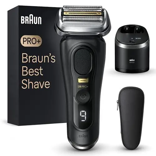Produktbild: Braun Series 9 Pro+ Rasierer Herren Elektrisch, Elektrorasierer mit 5 Pro Rasierelementen, Langhaarschneider ProTrimmer & Reinigungsstation, 60 Min Laufzeit, Made in Germany, 9560cc, Schwarz