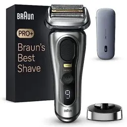 Produktbild: Braun Series 9 Pro+ Rasierer Herren Elektrisch, Elektrorasierer mit 5 Pro Rasierelementen, Langhaarschneider, Rasierer-Ladeetui PowerCase, 60 Min Laufzeit, Made in Germany, 9527s, Silber
