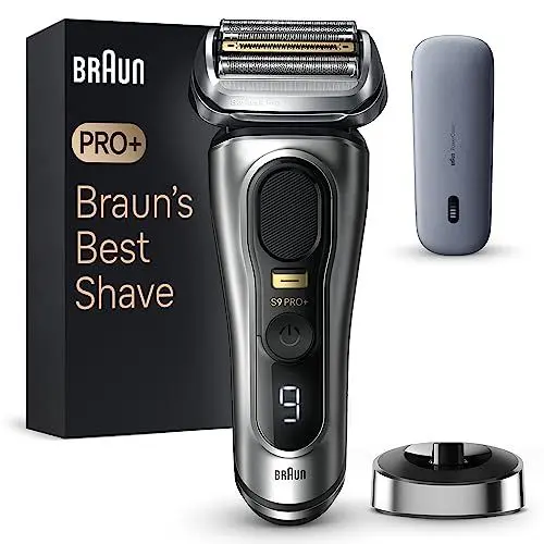 Produktbild: Braun Series 9 Pro+ Rasierer Herren Elektrisch, Elektrorasierer mit 5 Pro Rasierelementen, Langhaarschneider, Rasierer-Ladeetui PowerCase, 60 Min Laufzeit, Made in Germany, 9527s, Silber