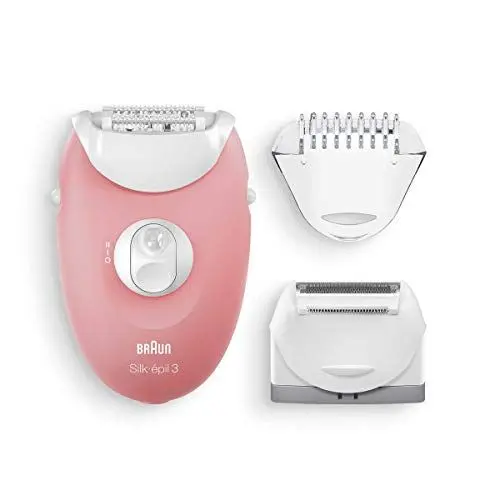 Produktbild: Braun Silk-épil 3 Beauty-Set, Epilierer Damen für Haarentfernung, Aufsätze für Rasierer, Trimmer und Massage für Körper, 3-440, flamingo/weiß