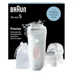 Produktbild: Braun Silk-épil 5, Epilierer Damen / Haarentferner für langanhaltende Haarentfernung, Trimmeraufsatz, Peelingaufsätz, Made in Germany, 5-060, Weiß/Flamingorosa
