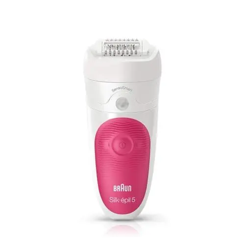 Produktbild: Braun Silk-épil 5 Epilierer Damen für Haarentfernung / Haarentferner, Micro-Grip Pinzetten-Technologie, beweglicher Schwenkkopf, Wet&Dry-Epilation, 5-500, weiß/Pink