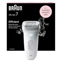 Produktbild: Braun Silk-épil 7, Epilierer Damen / Haarentferner für langanhaltende Haarentfernung, seidig-glatte Haut, Wet&Dry, Made in Germany, 7-011, Weiß/Silber