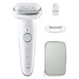Produktbild: Braun Silk-épil 9, Epilierer Damen / Haarentferner für langanhaltende Haarentfernung, seidig-glatte Haut, Wet&Dry, Made in Germany, 9-011, Weiß/Silber