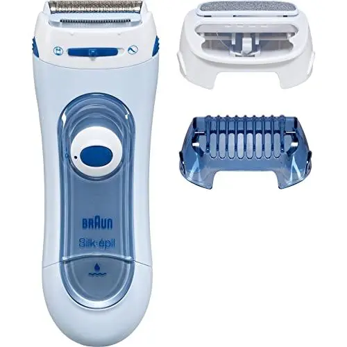 Produktbild: Braun Silk-épil Lady Shaver, Damenrasierer elektrisch, 3-in-1 Elektrischer Rasierer, Trimmer- und Peeling-System, Wet&Dry, 5160, blau