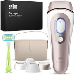 Produktbild: Braun Smart IPL Skin i·expert, Alternative zur Laserhaarentfernung für zu Hause, gratis App, Aufbewahrungsbox, Venus Rasierer, 4 Aufsätze für Gesicht & Körper, 1,5 Jahre seidig-glatte Haut, PL7387