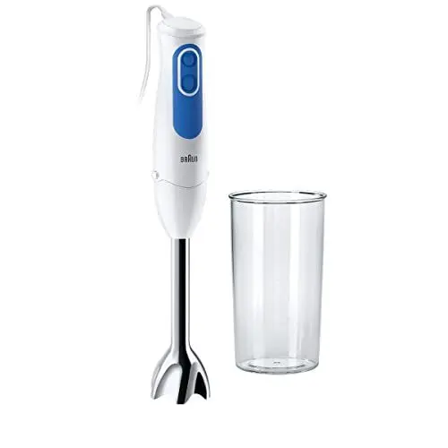 Produktbild: Braun Stabmixer MQ 3000 Smoothie+ – MultiQuick 3 Pürierstab mit Edelstahl Mixfuß, 700 Watt, inkl 600 ml Mixbecher, weiß/blau