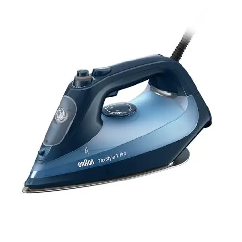 Produktbild: Braun TexStyle 7 Pro Dampfbügeleisen SI 7160 BL - Bügeleisen mit Freeglide 3D Bügelsohle, Vertikaldampf, 3000 Watt, Blau