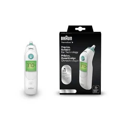 Produktbild: Braun ThermoScan 6 Ohrthermometer | Farbcodiertes Digitaldisplay | ExacTemp Stabilitätsanzeige | Baby- und kleinkindfreundlich | Die #1 Marke bei Ärzten(1) | IRT6515