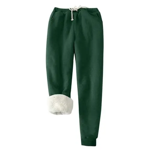 Produktbild: Braune Strumpfhose Damen Thermo Leggings Damen Jogginghose Damen Baumwolle Strumpfhosen Damen Hautfarben Wollhose Damen Thermo Reithose Kinder Fleece Damen Sporthose Damen Grün XL