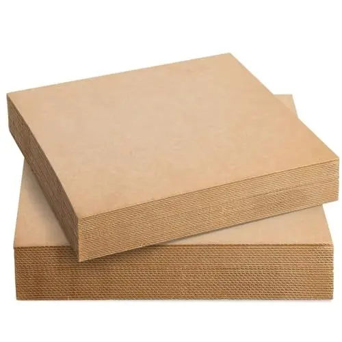 Produktbild: Braune Wellpappe zum Basteln, 24 Stück quadratische Bastelwellpappe 30,5 x 30,5 cm