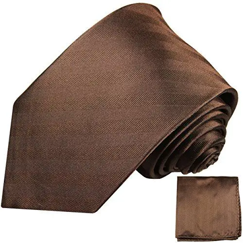 Produktbild: Braunes Krawatten Set 2tlg 100% Seidenkrawatte mit Einstecktuch by Paul Malone