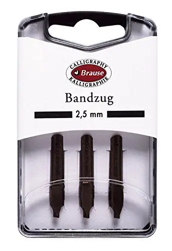Produktbild: Brause 318025B Packung, mit 3 Feder Bandzug, 2,5 mm, ideal für gotische Buchstaben, ideal für die Kalligraphie, 1 Pack