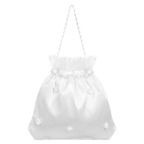 Produktbild: Brautbeutel Brauttasche Weiß Satin Handtasche mit