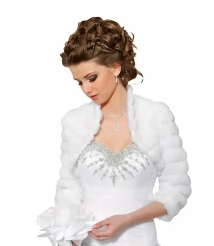 Produktbild: Brautjacke Hochzeitsjacke Jacke Bolero Brautbolero dB28 Weiß 36