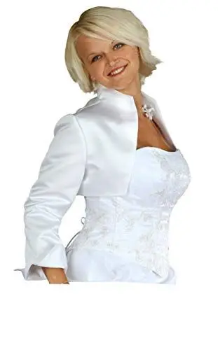 Produktbild: Brautjacke Jacke Bolero Hochzeitsjacke Bolerojacke Brautbolero Stehkragen, Vivien 44 Ivory
