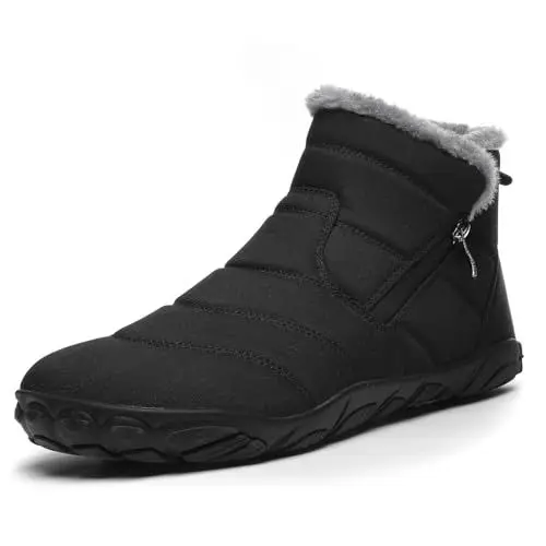 Produktbild: Bravover Barfußschuhe Herren Damen Winterstiefel Winterschuhe Schneestiefel Warm Gefüttert Wanderschuhe Rutschfest Wanderstiefel Stiefel Trekkingschuhe Schwarz EU40