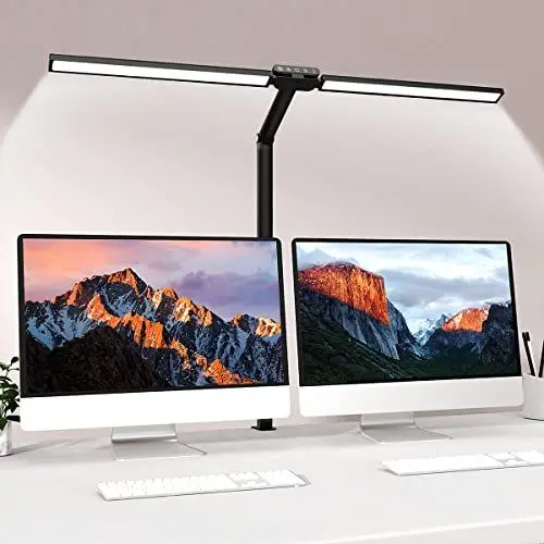 Produktbild: bravzurg Schreibtischlampe LED Dimmbar, 78cm 24W Klemmbar Schreibtischleuchte mit Lichtsensor, 5 Farbtemperaturen 5 Helligkeitsstufen, Tischlampe mit Memory Funktion für Monitor, Büro, Arbeitszimmer