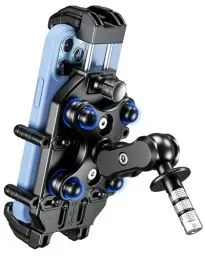 Produktbild: BRCOVAN Motorrad Gabelvorbau Handyhalterung mit Vibrationsdämpfer und Hochgeschwindigkeits-Sicherheitsschloss, Diebstahlsichere Motorrad Handyhalter Verstellbar für 5,4-7,2 Zoll Smartphones