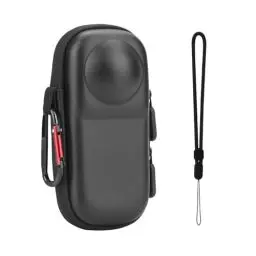 Produktbild: BRDRC Portable Kleine Tasche für Insta360 X4 (für Original Objektivkappe), Tragetasche Schutzhülle Hartschale Reiseschutz mit Handgelenkriemen Karabiner für Insta360 X4 Kamera Zubehör - PU