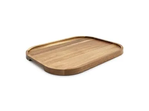 Produktbild: Bredemeijer großes Holz Serviertablett 40 x 30 cm - Tablett aus edlem Akazien-Holz mit seitlichen Eingriffen - für Snacks oder Getränke