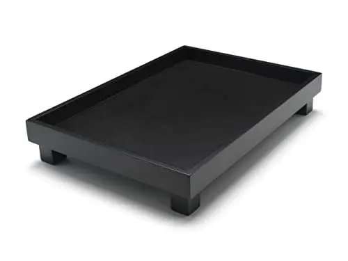 Produktbild: Bredemeijer großes schwarzes rechteckiges Holz Tablett 35 x 25 cm mit 4 Standfüßen - hoher Rand - im asiatischen Design