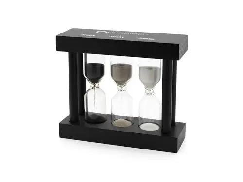 Produktbild: Bredemeijer schwarzer Tea-Timer aus Holz - kleine 3-fache Tee Sanduhren für 2,3 und 5 Minuten Ziehzeit
