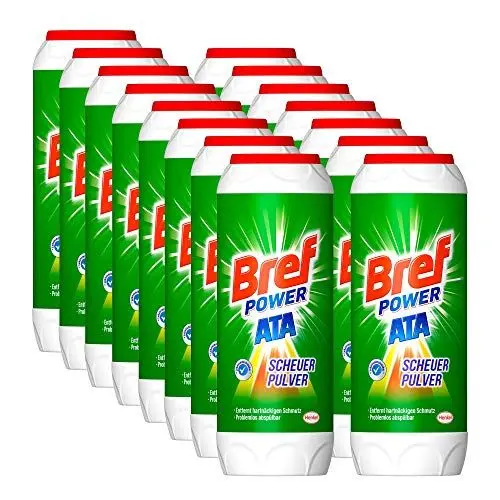 Produktbild: Bref Power ATA Scheuerpulver, 15 x 500g, gegen hartnäckige Verschmutzungen und Kalkablagerungen, problemlos abspülbar