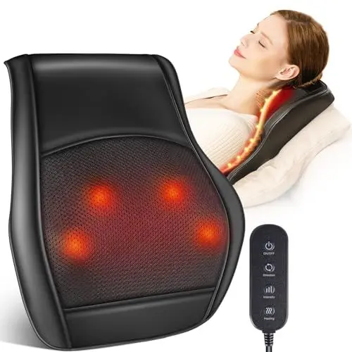 Produktbild: Brelley Shiatsu Massagegerät, Nackenmassagegerät mit Wärme, Rückenmassagegerät mit rotierenden Massageköpfen für Nacken, Rücken, Schulter, Beine, Massagekissen Geschenke für Mama und Papa
